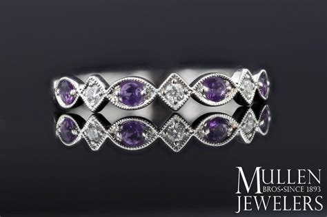 10k White Gold Diamond And Amethyst Birthstone Ring Mullen Brothers