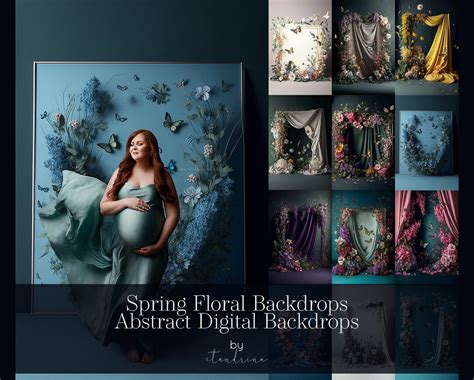 Spring Floral Digital Backdrops Abstract Spring Digital Backdrop