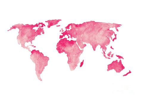 World Map Silhouette Baby Pink Wall Decor Girls Nursery Room