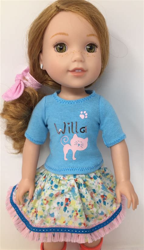 Wellie Wisher Willa Doll Outfit Personalized T Shirt Cotton Skirt