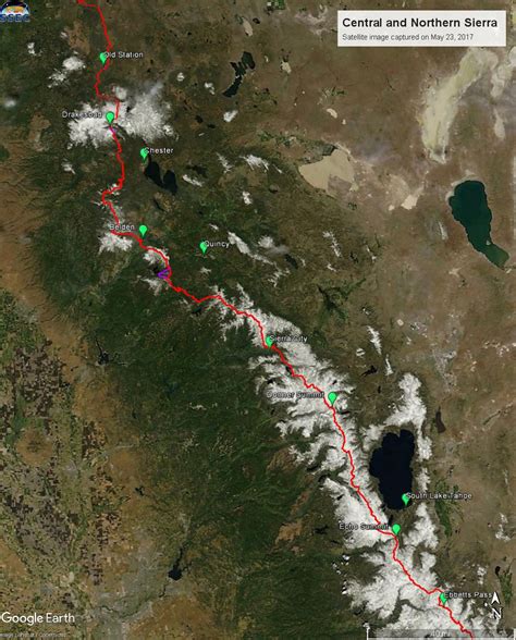 Satellite Images Show Extensive Snow Along The Pacific Crest Trail This