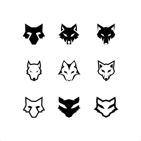 Set Di Illustrazione Vettoriale Logo Testa Di Lupo Logo Delle Icone