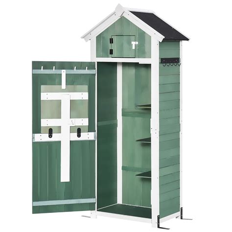 Outsunny Garden Wood Storage Shed With Workstation Hooks And Ground