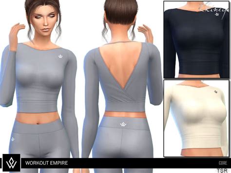 Lana Cc Finds Workout Empire Core Longsleeve V Back Top Sims 4