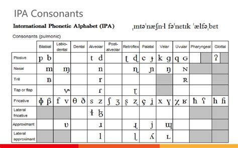 International Phonetic Alphabet English Consonants Ipa Chart With