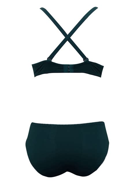 Hana Hana Emerald Embroidered Full Cup Bra And Bikini Knickers Set Size 38 To 48 C C