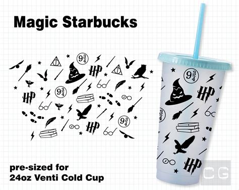 Magic Starbucks svg full wrap with no hole, for 24oz venti cold cup