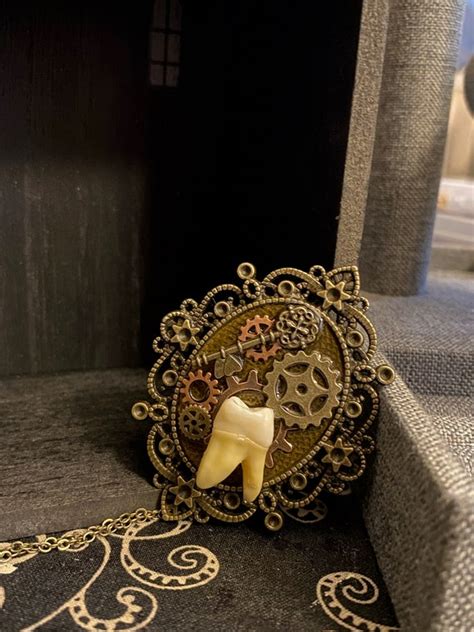 Resin Steampunk Tooth Necklace Resin Tooth Jewelry Oddity Etsy