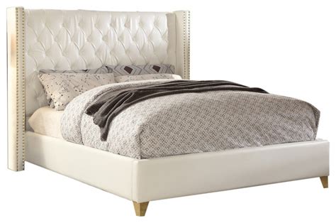 Soho White Bonded Leather King Bed   Savvy Furniture