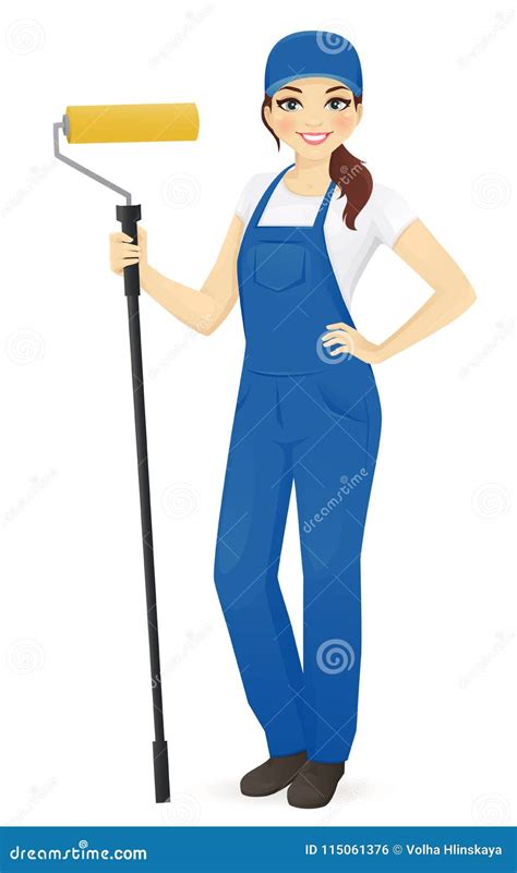 Woman Painter Decorator Cartoon Character CartoonDealer 91094907