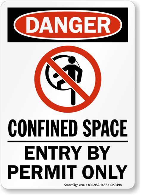 Danger Confined Space Entry By Permit Only Sign