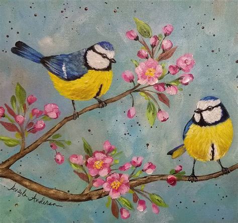 Cherry Blossom Birds Acrylic Painting Tutorial By Angela Anderson