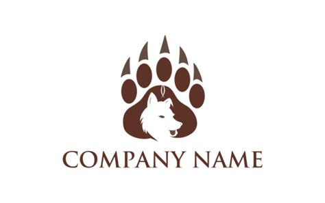 Wolf Inside Paw Print Logo Template By