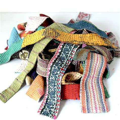Indian Fabric Scraps Quilting For Craft Making By