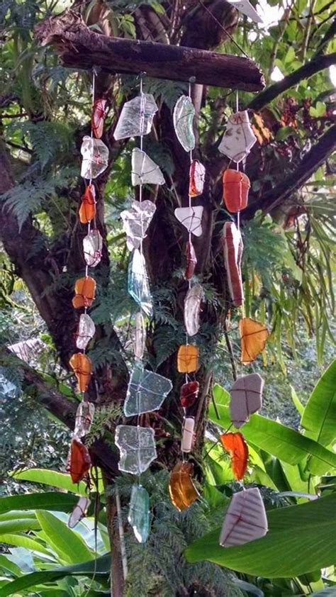 Hawaiian Sea Glass And Driftwood Wind Chime 35 In Series Wind Chimes Handcrafted Beauty