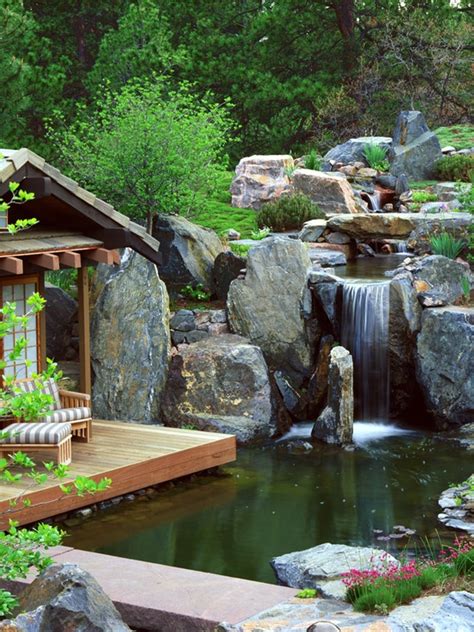 Small Backyard Waterfalls Koi Ponds With Stone