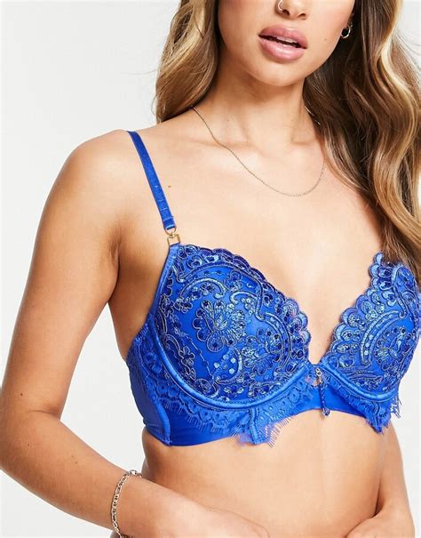Ann Summers Fiercely Sexy Sequin Embroidered Lace Plunge Bra In Cobalt Shopstyle