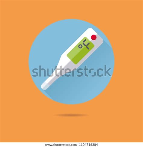 Electronic Fever Thermometer Flat Design Long Stock Vector Royalty