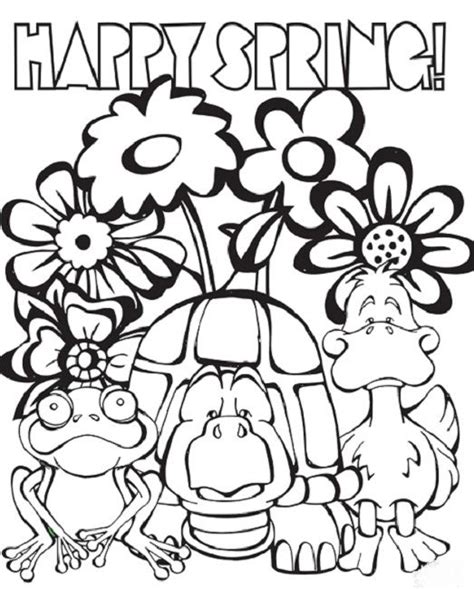 Decorate your pictures with crayons, markers, paint, buttons, or pom poms. free happy spring coloring pages | Spring coloring sheets ...