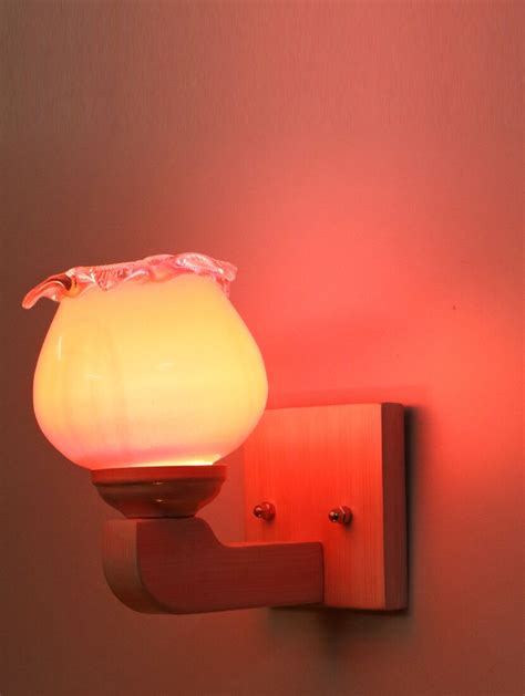 Buy Online Led Sconce Glass Wall Lamplight With Stylish Wood Fitting