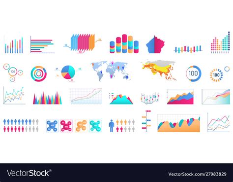Bundle Charts Diagrams Schemes Graphs Plots Vector Image