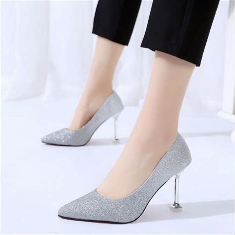 new high heel stiletto shallow mouth single shoes fashion sequins high heel shoes red bottom