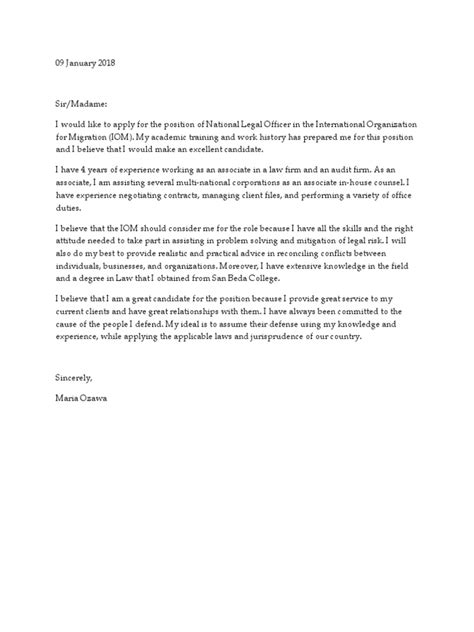 IOM Cover Letter