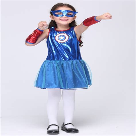New Arrival Halloween Costumes For Kids Girls Captain America Costumes
