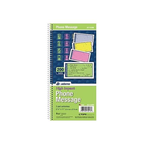 Adams High Impact Phone Message Pad 525 X 11 Wide Ruled Blue