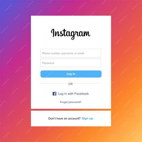 Premium Vector Free Vector Instagram Social Media Login Screen Or