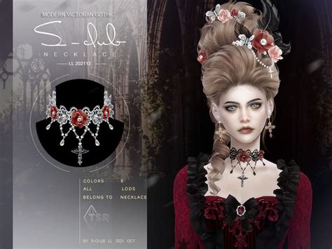 Sims 4 Modern Gothic Rose Necklace By S Club At Tsr The Sims Book