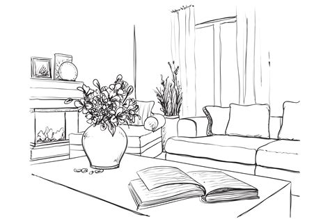 Room Interior Sketch ~ Illustrations ~ Creative Market