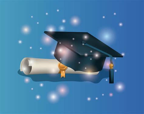 Abschlusskarte Mit Hut Und Diplom Premium Vektor