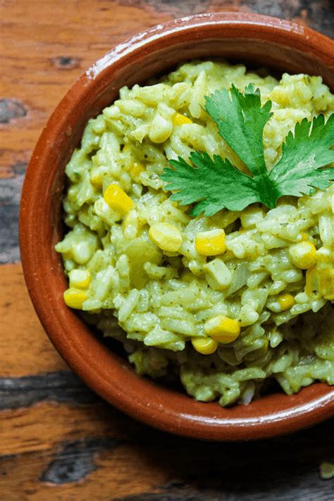 Roll it into a burrito or pile it into a bowl with cheese and sour cream on top! Creamy Poblano Rice w/ Corn - Tao of Spice