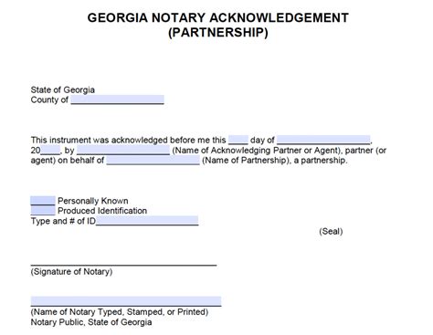 Free Georgia Notary Acknowledgement Forms Pdf Word
