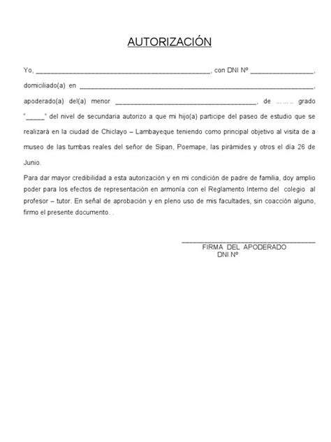 Ejemplo Carta De Autorizacion