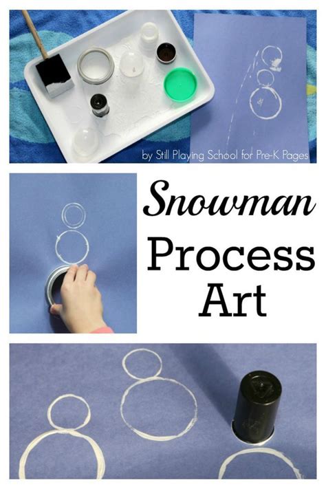 Snowman Art Painting With Circles Process Art Preschool Preschool
