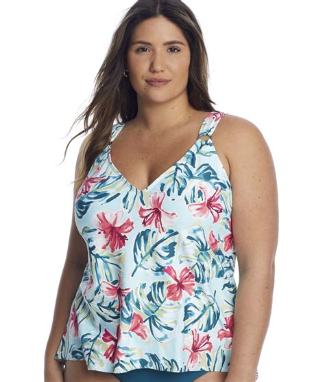 birdsong plus size aloha flyaway underwire tankini top and reviews bare necessities style