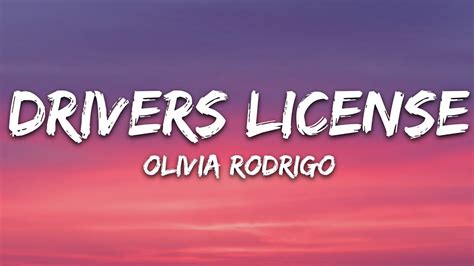 Olivia Rodrigo Drivers License Lyrics Youtube