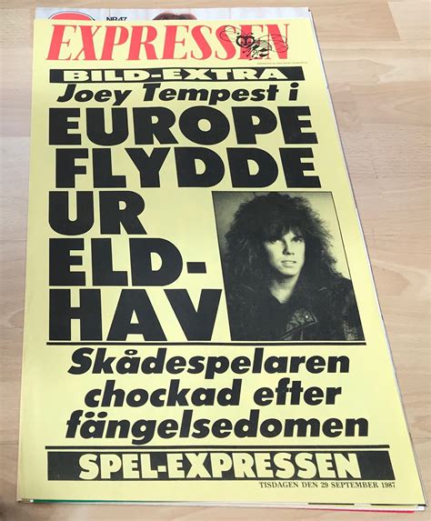 An expression pedal is an important control found on many musical instruments including organs, electronic keyboards and pedal steel guitar. Löpsedel från EXPRESSEN 1987 MED JOEY TEMPEST (408133023 ...
