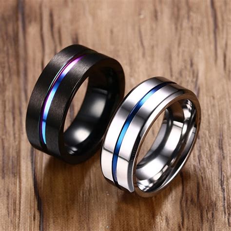 Buy designer & fashionable simple ring for men. 8MM Black Titanium Ring For Men Women Wedding Bands Trendy ...