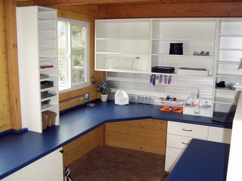 White Craft Room With Blue Countertops Craft Making Pinterest