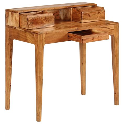 Farmhouse Rustic Writing Desk With 2 Drawers Solid Acacia Etsy