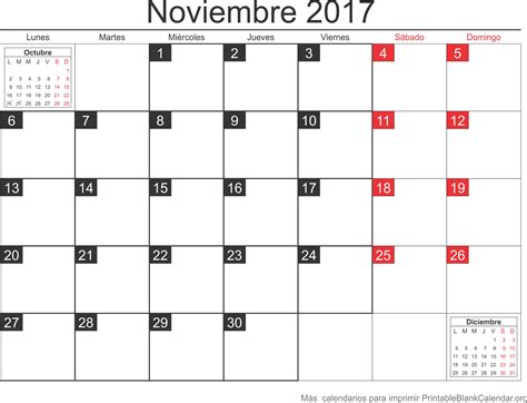 Nov 2017 Calendario Calendarios Para Imprimir