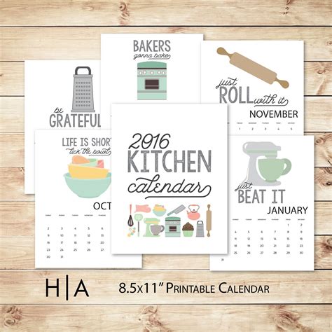 2016 Kitchen Printable Calendar Diy Calendar Printable Calendar Diy
