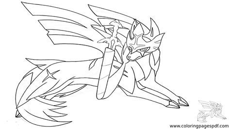 Coloring Page Of Crowned Sword Zacian With A Scabbard
