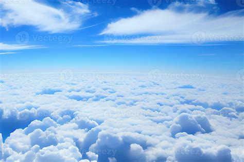 Awesome View Of The Sky Above Clouds Over The Earth Deep Blue Sky With