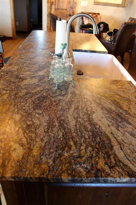 A blue kitchen on fire island. Blue Fire Leathered Granite with a Chiseled Edge - Kitchen ...