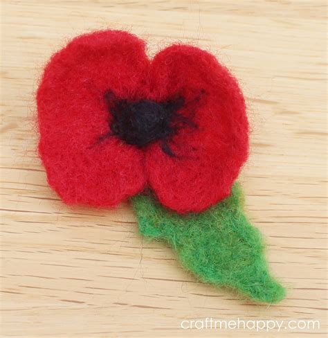 Needle Felted Remembrance Day Poppy Craft Me Happy Needle Felted
