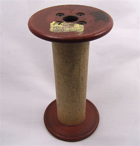 Old Wood Spool Used In Weaving American Ribbon